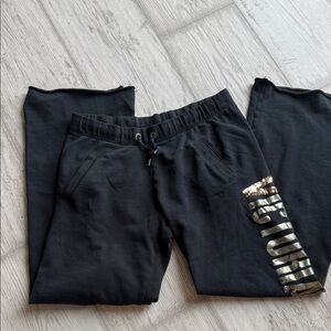 Victoria's Secret wide leg Black Joggers with gold Accents